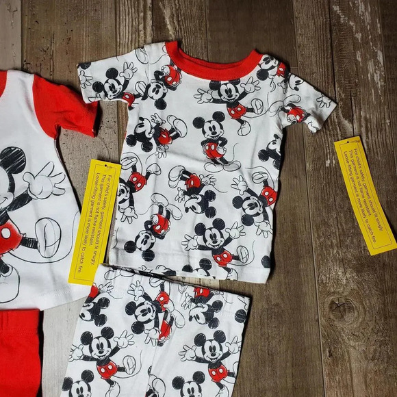 NWT Mickey Mouse Baby Boy T-Shirt, Short, and Pants Pajama Set, 4-Piece, Size 9M - Picture 4 of 9